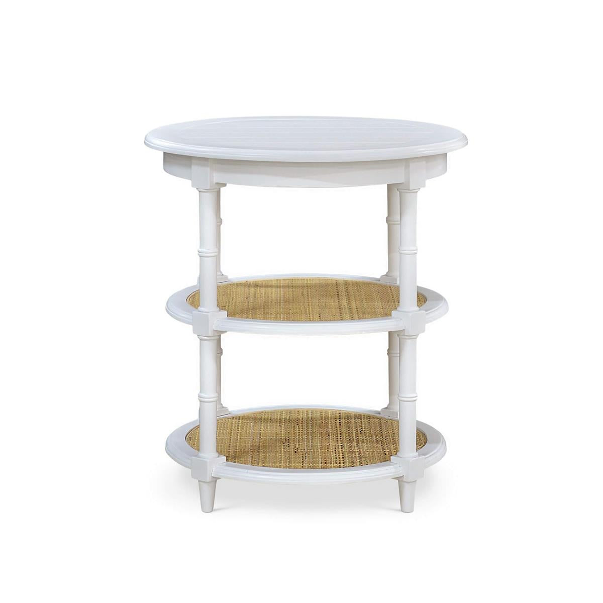 Bramble Martinique Round Side Table — True White * / Rattan Natural