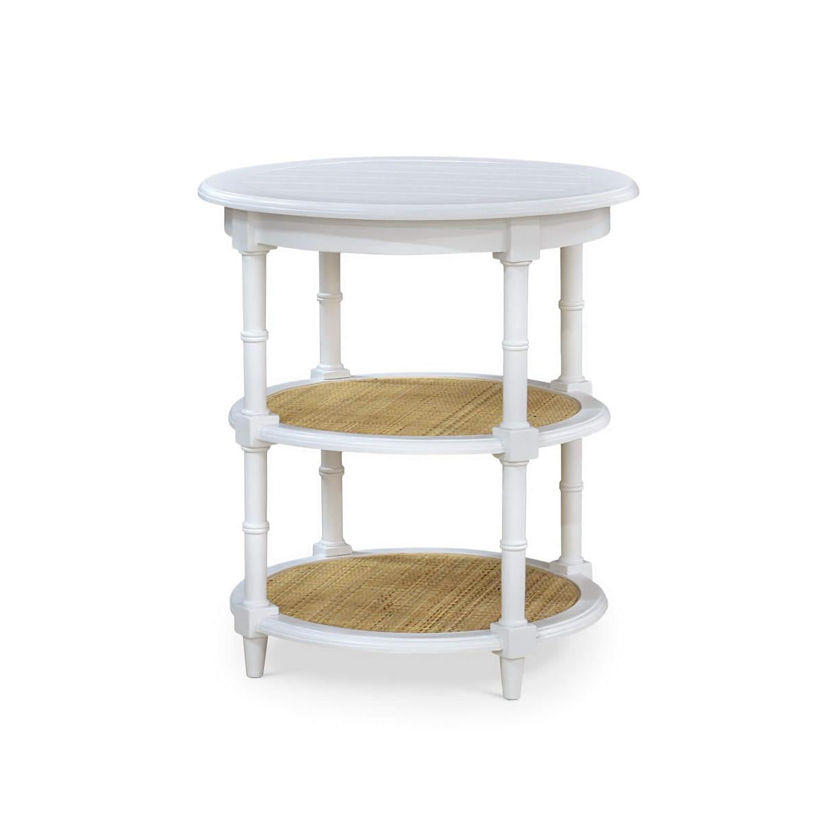 Bramble Martinique Round Side Table — True White * / Rattan Natural