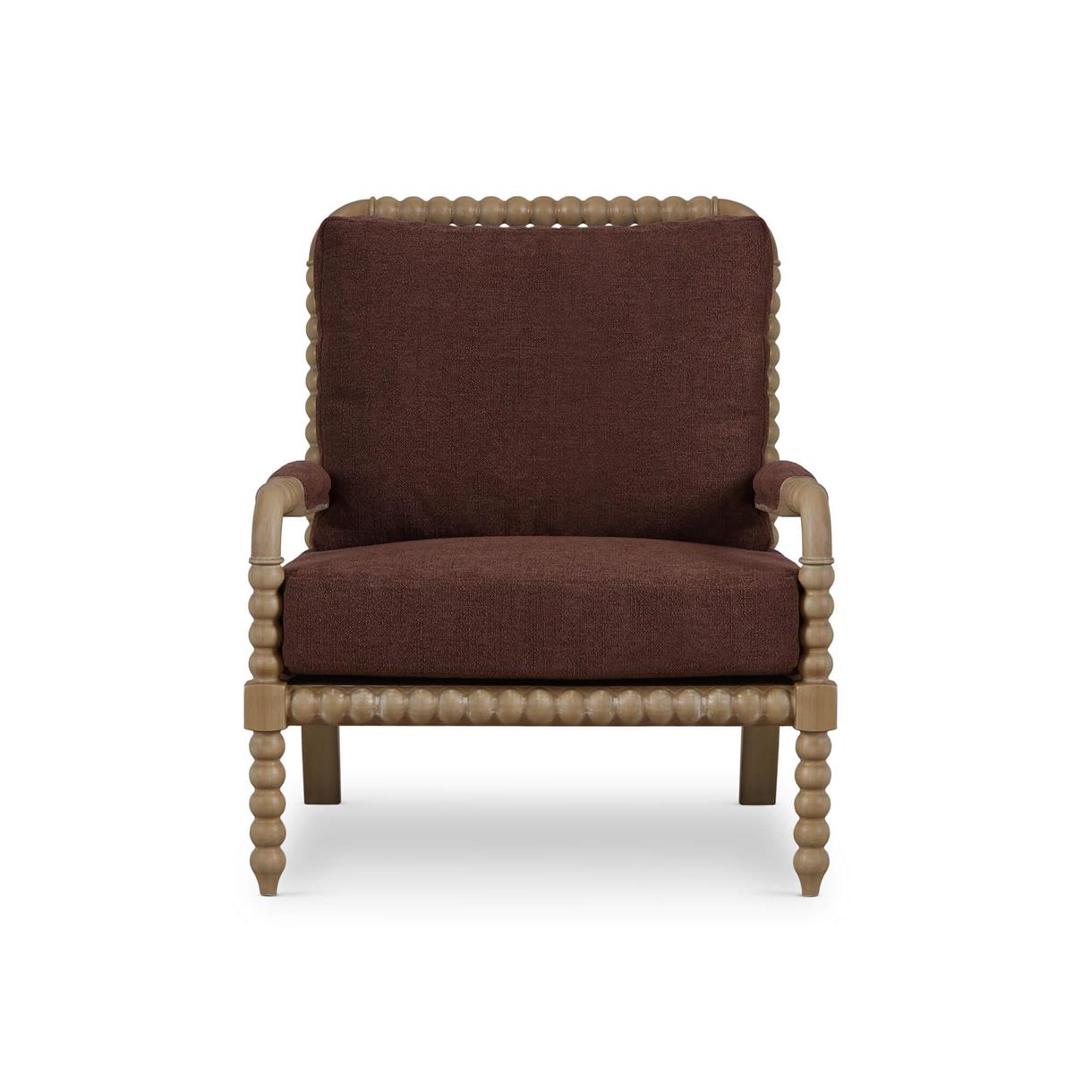 Bramble Cholet Arm Chair — Fruit Wood / Chestnut Brown Chenille