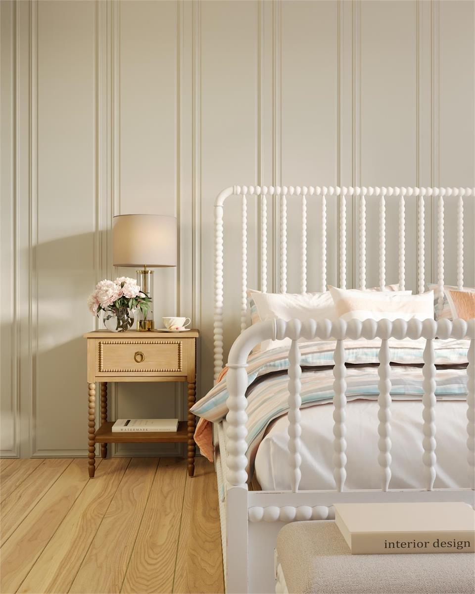 Bramble Cholet Bed King — Architectural White / Light Distressed