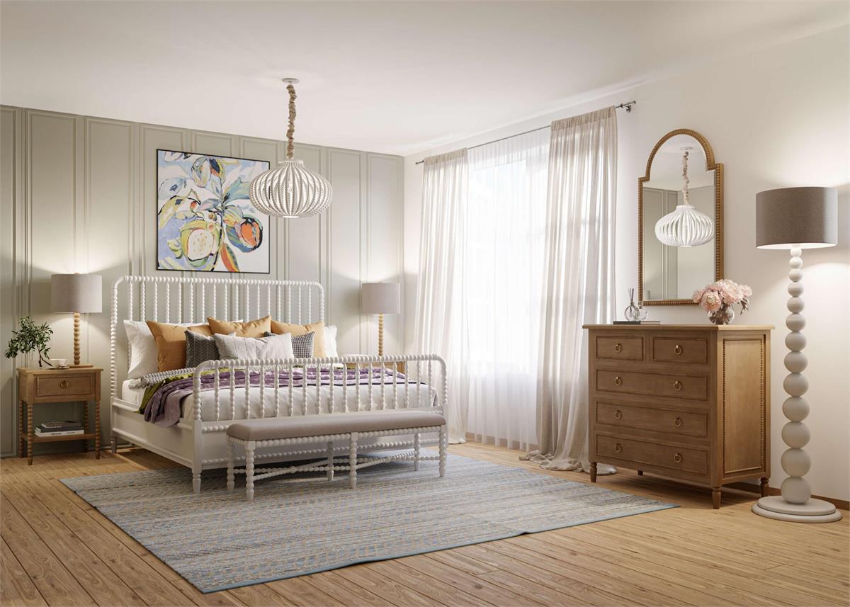 Bramble Cholet Bed King — Architectural White / Light Distressed
