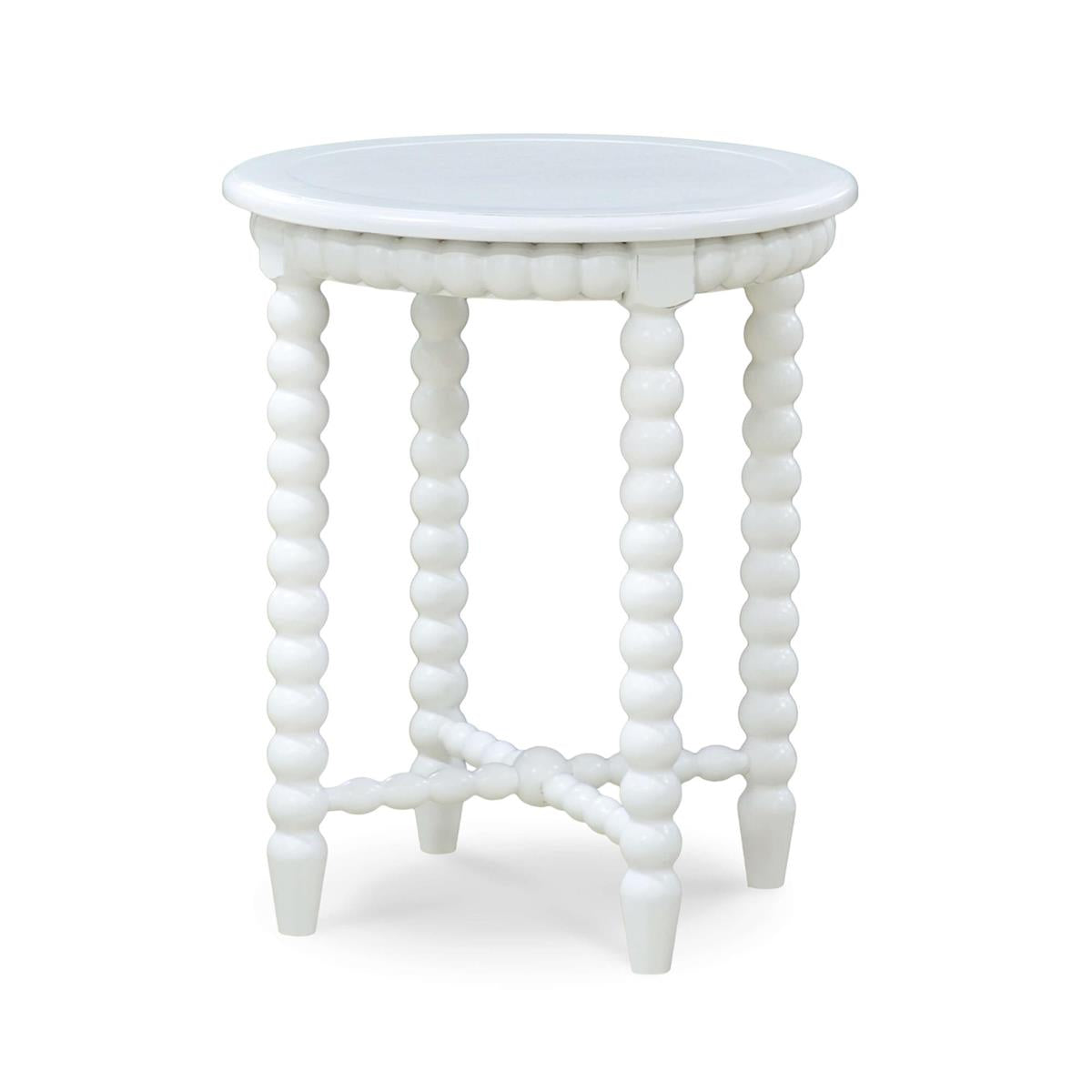 Bramble Cholet Round End Table — Architectural White / Light Distressed