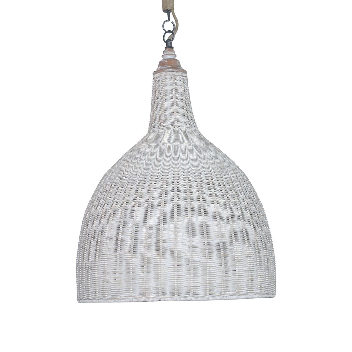 Bramble Hampton Rattan Pendant Large — Rattan White Wash