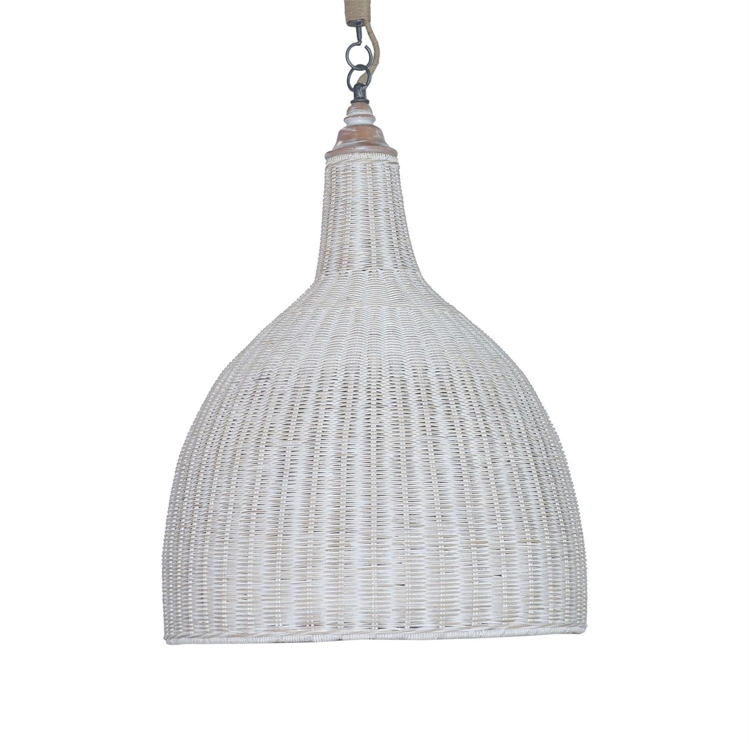 Bramble Hampton Rattan Pendant Large — Rattan White Wash