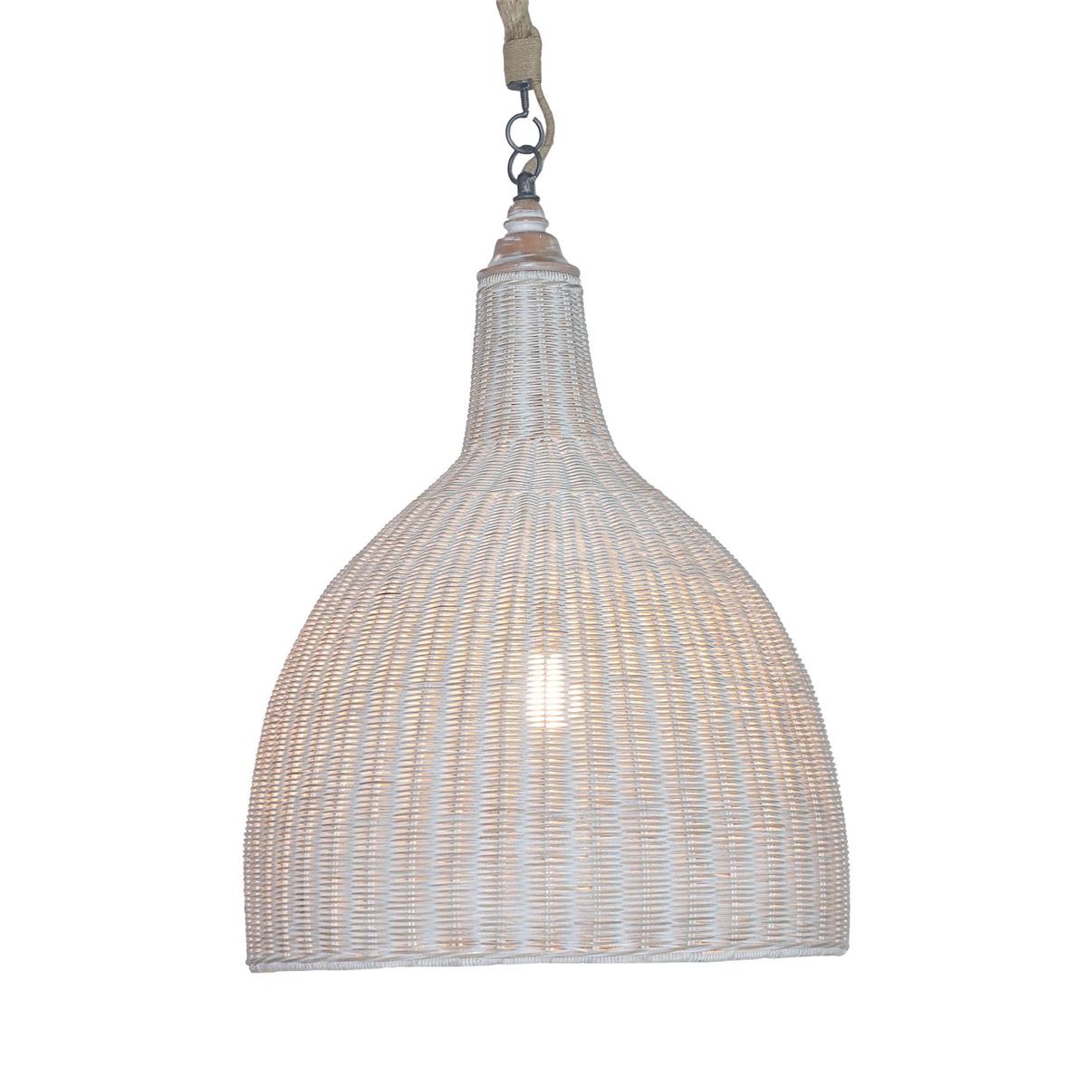 Bramble Hampton Rattan Pendant Large — Rattan White Wash