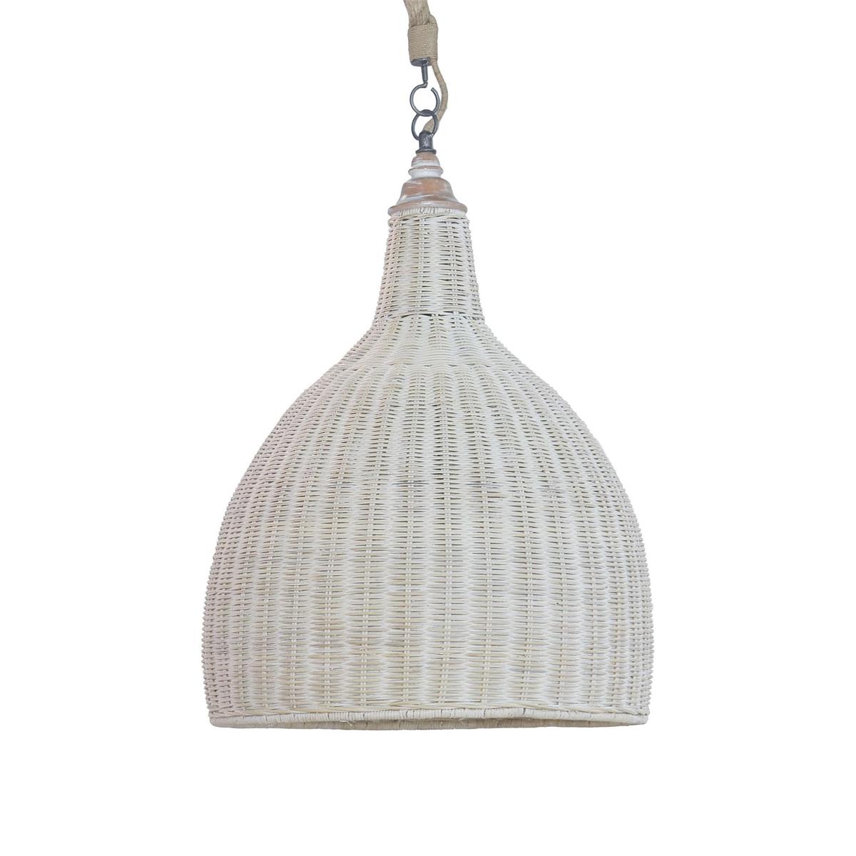 Bramble Hampton Rattan Pendant Medium — Rattan White Wash