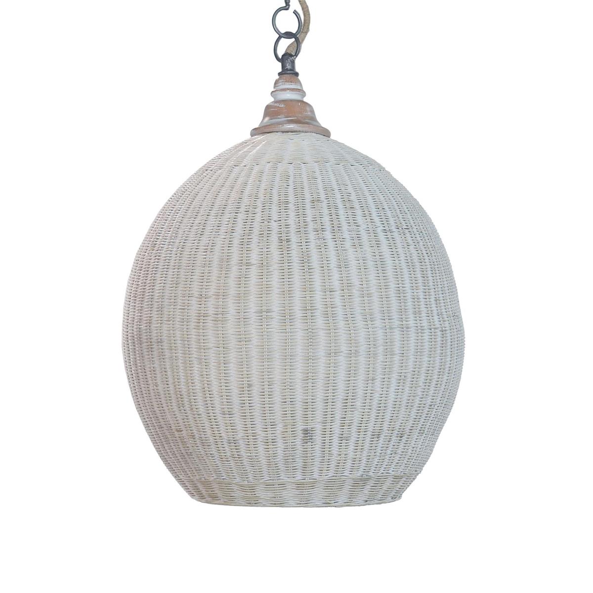 Bramble Ball Rattan Pendant — Rattan White Wash