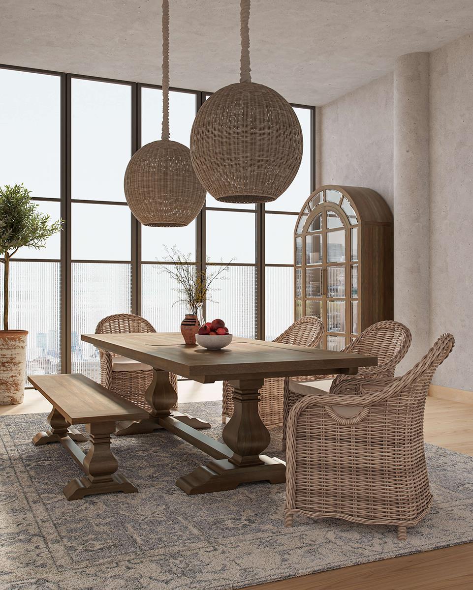 Bramble Ball Rattan Pendant — Rattan White Wash