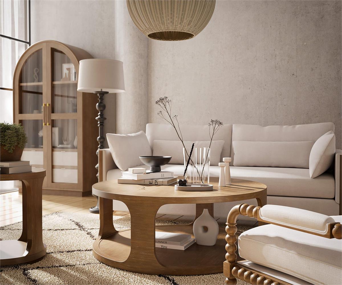 Bramble Ball Rattan Pendant — Rattan White Wash