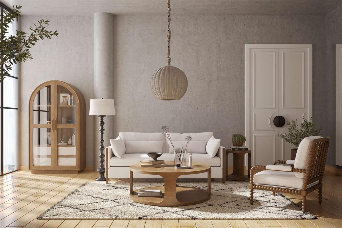 Bramble Ball Rattan Pendant — Rattan White Wash