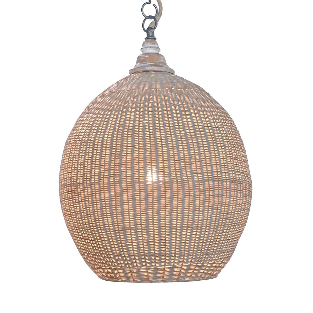 Bramble Ball Rattan Pendant — Rattan White Wash