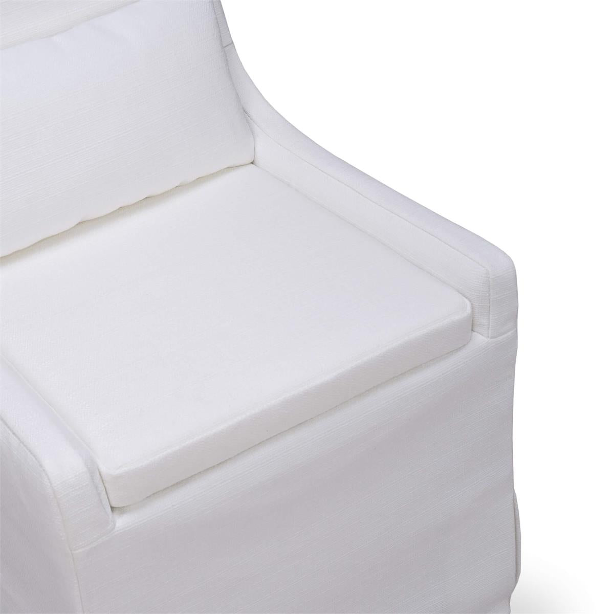 Bramble Sierra Slipcovered Dining Chair w/ Castors w/ Arctic White Performance Fabric — Arctic