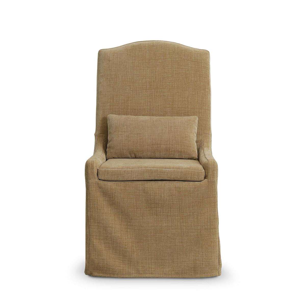 Bramble Sierra Slipcovered Dining Chair w/ Castors w/ Arctic White Performance Fabric — Thames French Yellow
