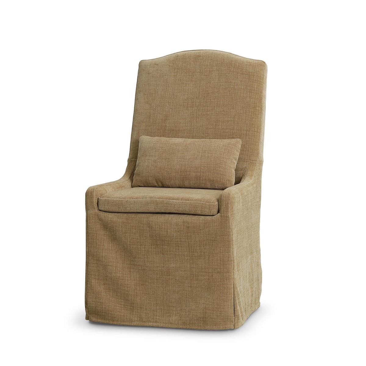 Bramble Sierra Slipcovered Dining Chair w/ Castors w/ Arctic White Performance Fabric — Thames French Yellow