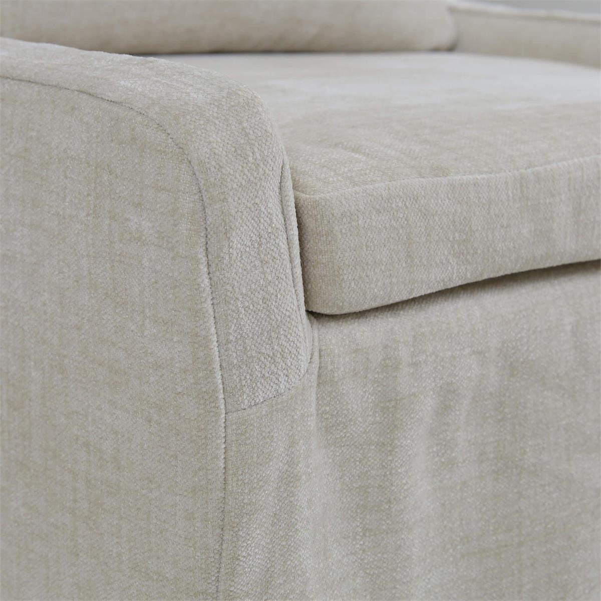 Bramble Sierra Slipcovered Dining Chair w/ Castors w/ Arctic White Performance Fabric — Thames Natural