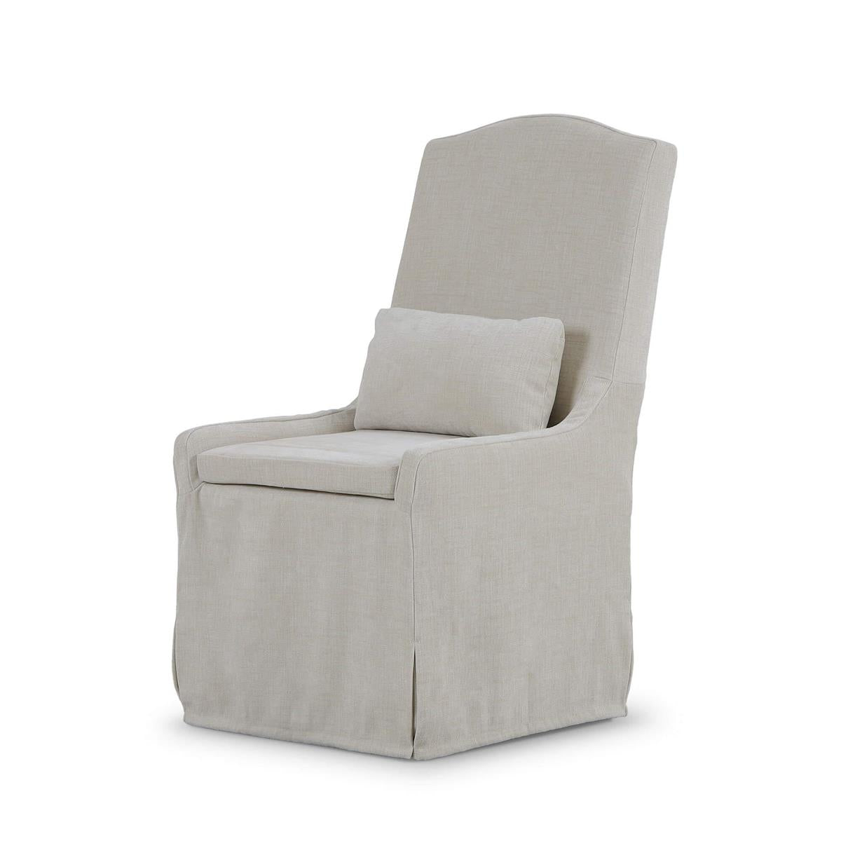Bramble Sierra Slipcovered Dining Chair w/ Castors w/ Arctic White Performance Fabric — Thames Natural