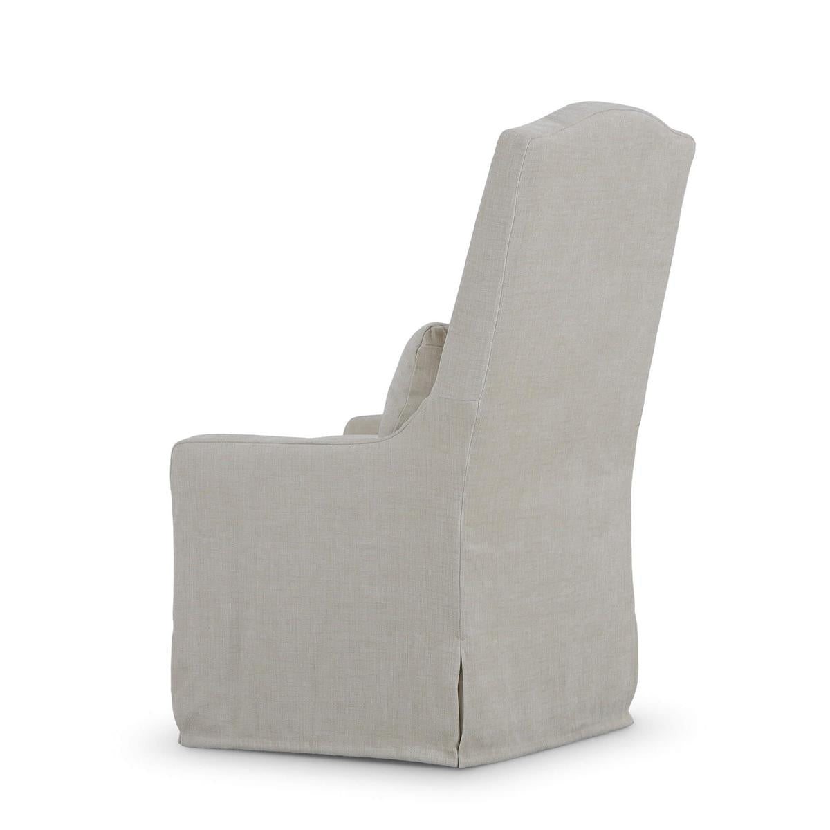 Bramble Sierra Slipcovered Dining Chair w/ Castors w/ Arctic White Performance Fabric — Thames Natural