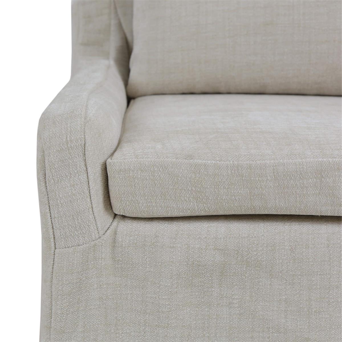 Bramble Sierra Slipcovered Dining Chair w/ Castors w/ Arctic White Performance Fabric — Thames Natural