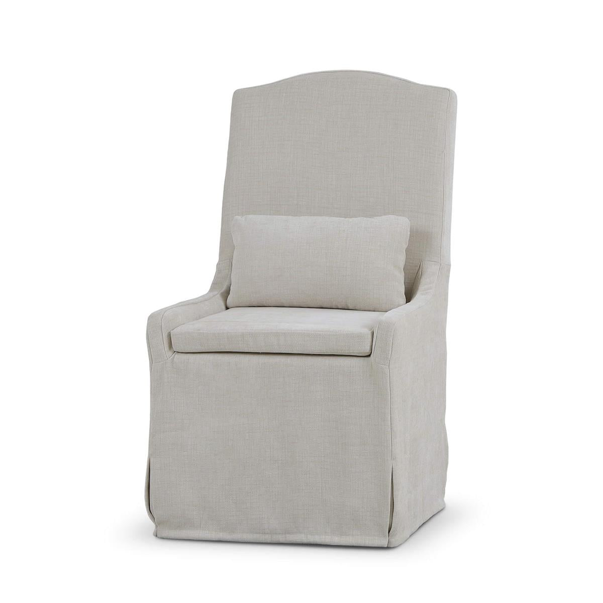 Bramble Sierra Slipcovered Dining Chair w/ Castors w/ Arctic White Performance Fabric — Thames Natural