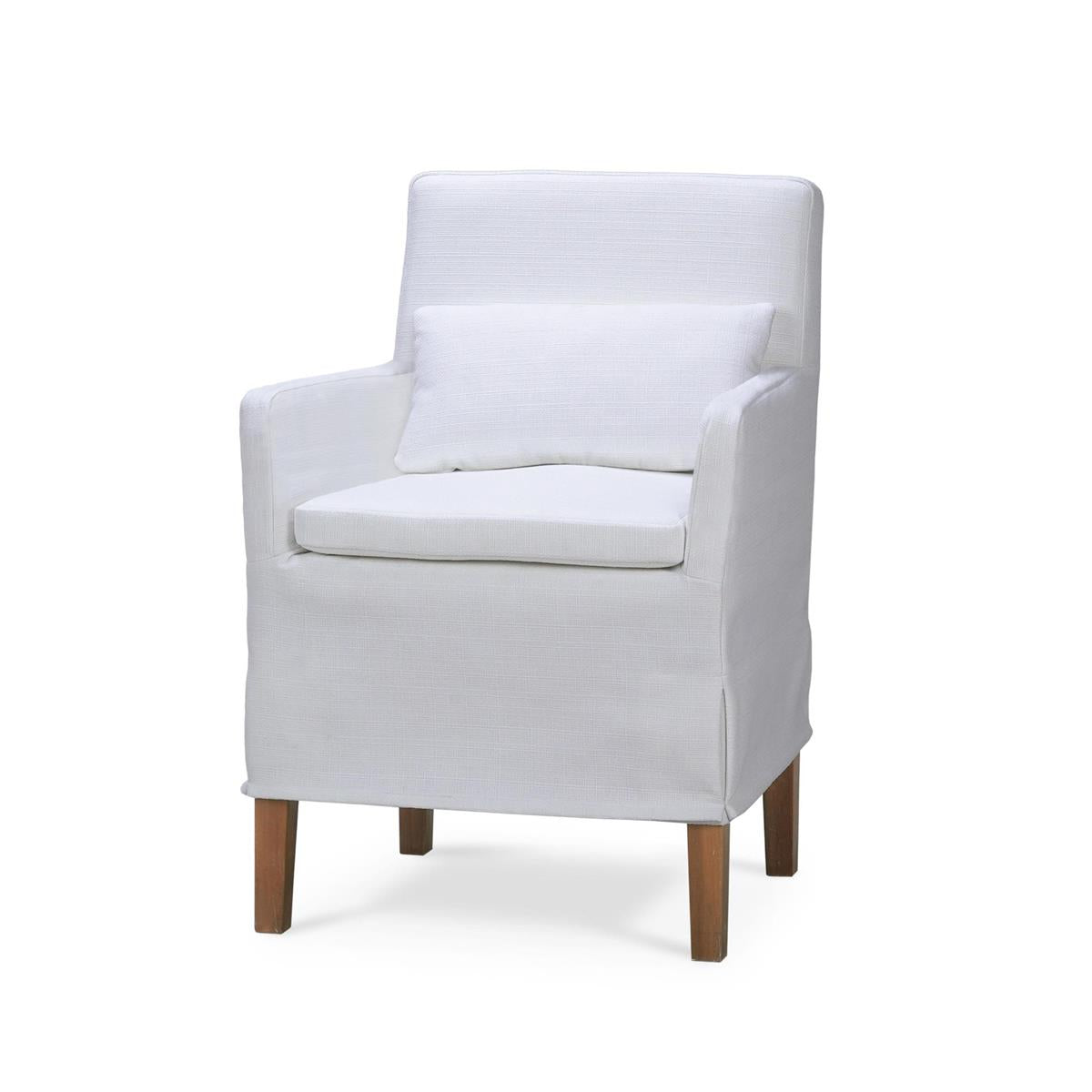 Bramble Bilboa Slipcovered Arm Dining Chair — Arctic / Straw Wash