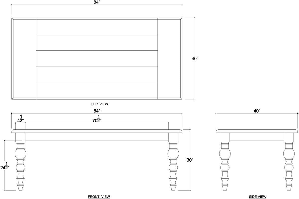 Bramble Madison Rectangular Dining Table 84"  (formerly Francis Rectangular Dining Table 84" ) — Dark Walnut