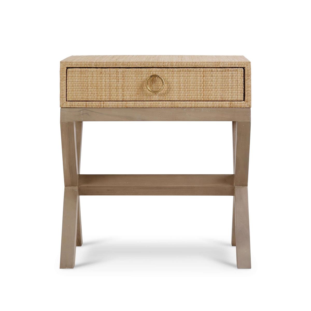 Bramble Renoir Bedside Table Wrapped — Rattan Natural / Sandbar