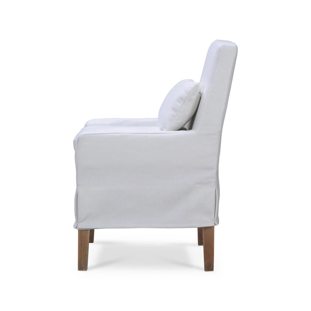 Bramble Bilboa Slipcovered Side Dining Chair — Arctic / Straw Wash