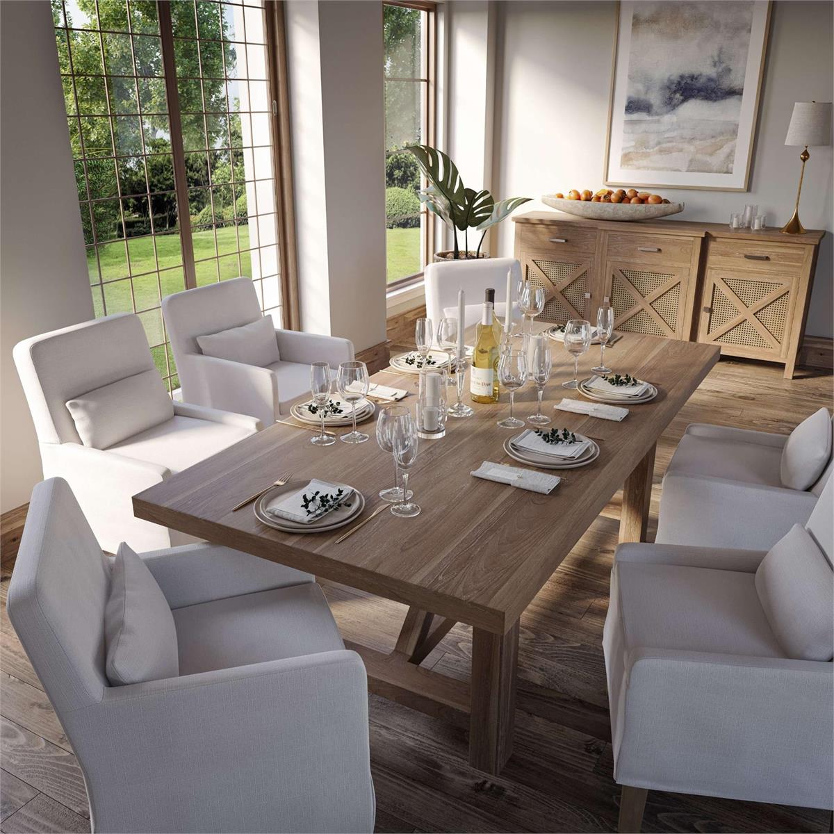 Bramble Bilboa Slipcovered Side Dining Chair — Arctic / Straw Wash