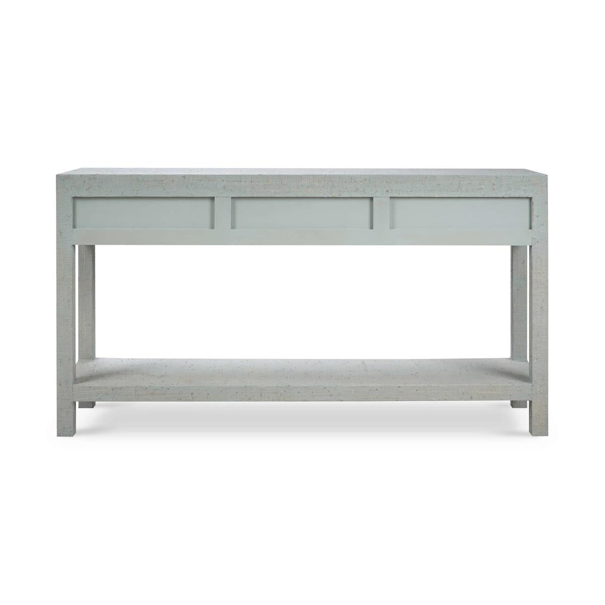 Bramble Kagu Console Table w/ Raffia — Raffia Pale Blue Wash