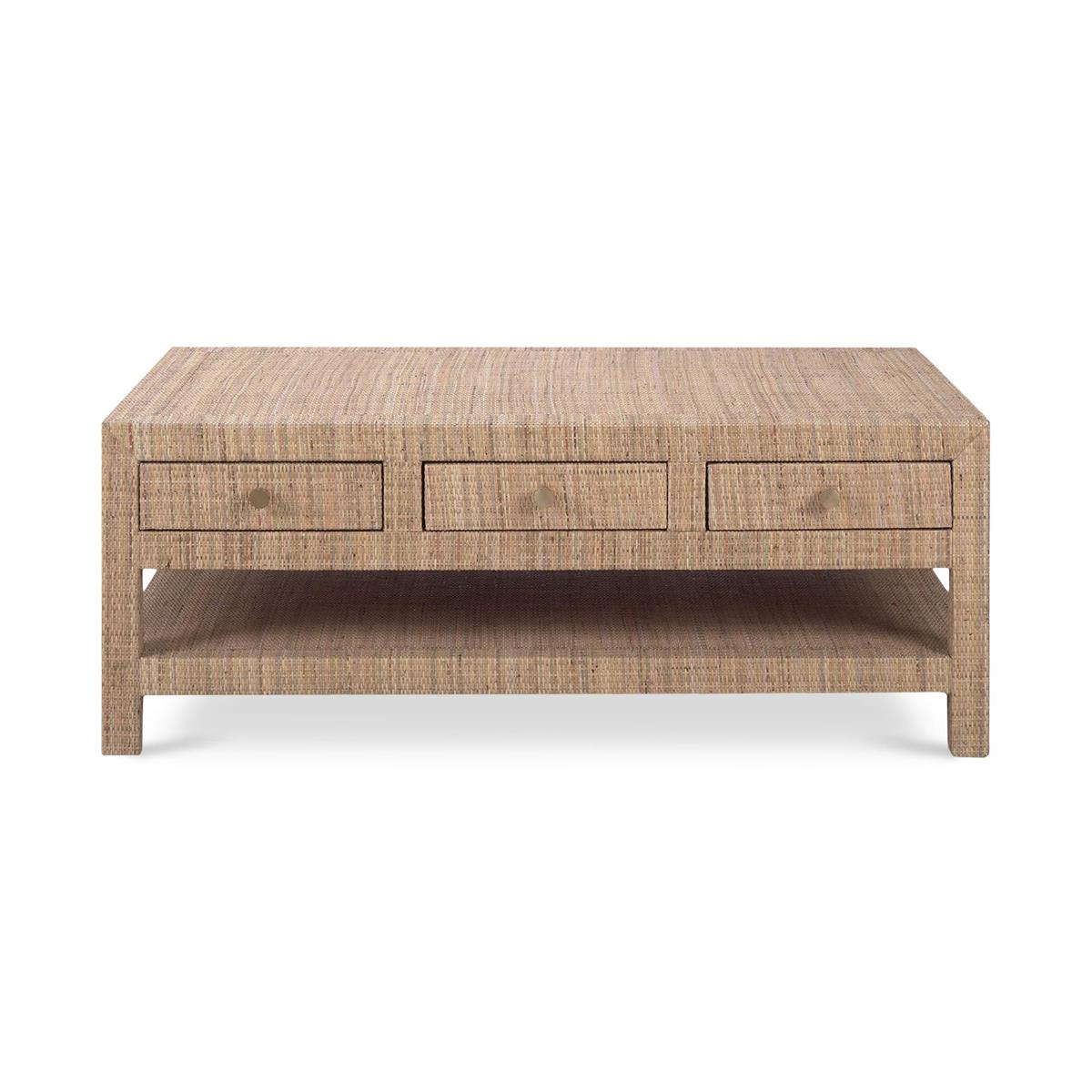 Bramble Kagu 6 Drawer Coffee Table w/ Natural Rattan — Rattan Natural
