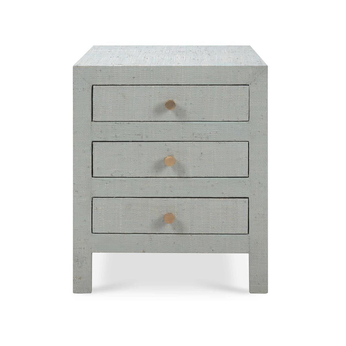 Bramble Kagu End Table w/ Raffia — Raffia Pale Blue Wash
