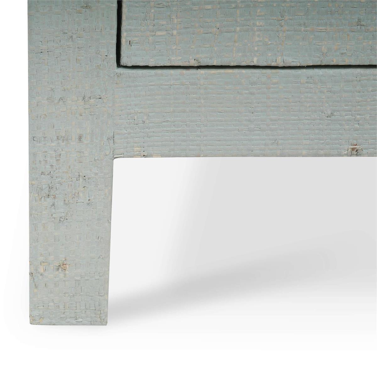 Bramble Kagu End Table w/ Raffia — Raffia Pale Blue Wash