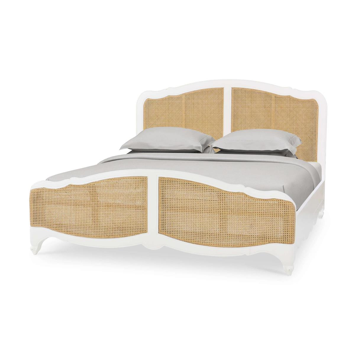 Bramble Covington Rattan Bed King — Architectural White / Rattan Natural