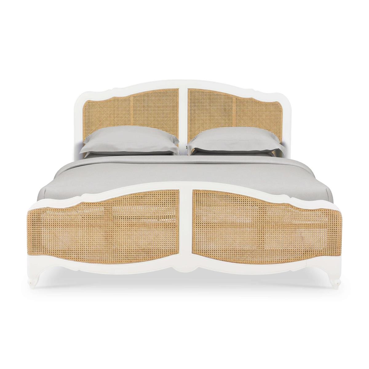 Bramble Covington Rattan Bed King — Architectural White / Rattan Natural