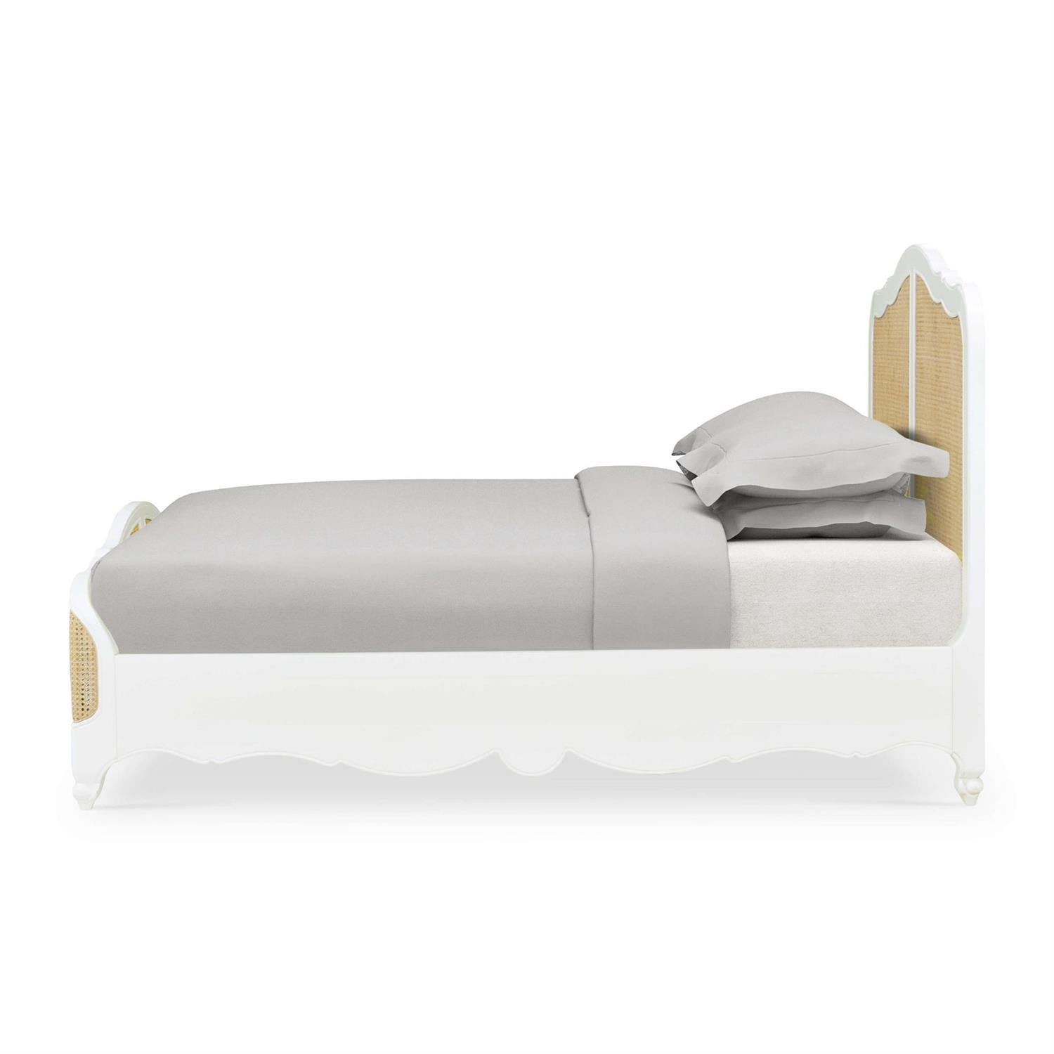 Bramble Covington Rattan Bed Queen — Architectural White / Rattan Natural