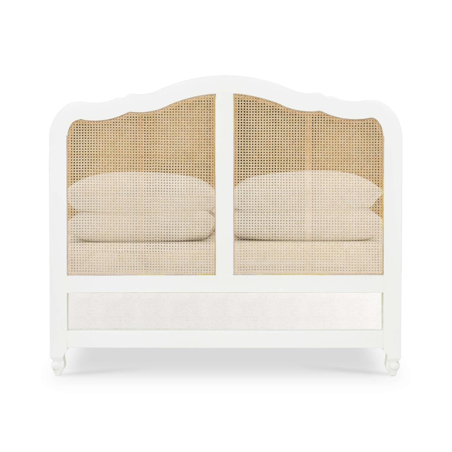Bramble Covington Rattan Bed Queen — Architectural White / Rattan Natural