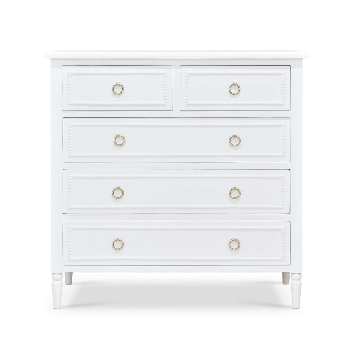 Bramble Cholet 5 Drawer Dresser — Architectural White / Light Distressed