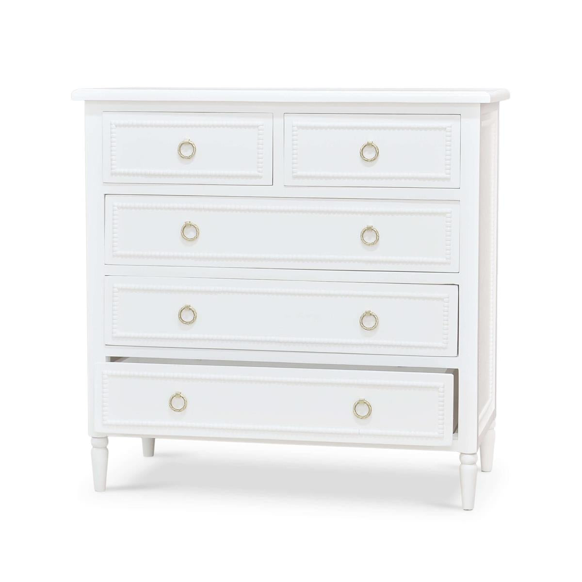 Bramble Cholet 5 Drawer Dresser — Architectural White / Light Distressed
