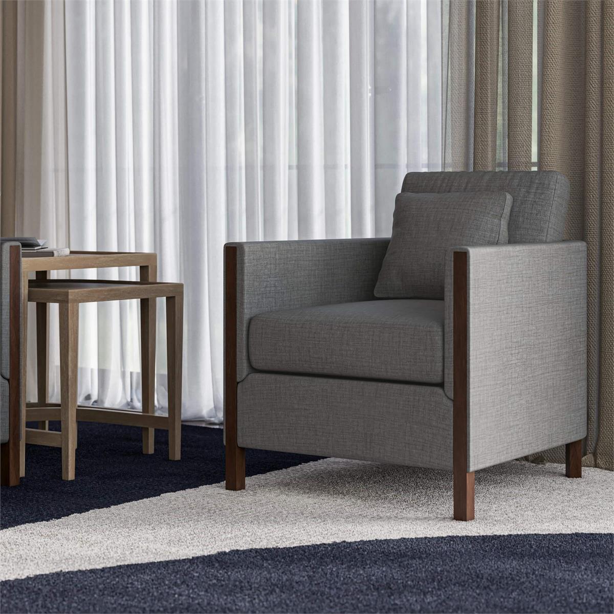 Bramble Normandy Swivel Chair — Dark Walnut / Thames Gray Ashen