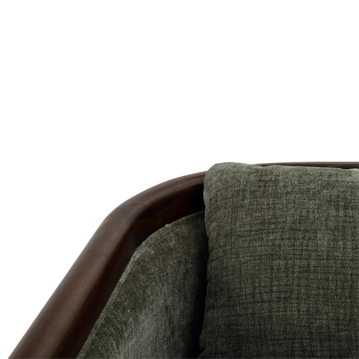 Bramble Aden Swivel Chair w/ Mahogany Frame — Matt Teak Brown / Thames Moss Green
