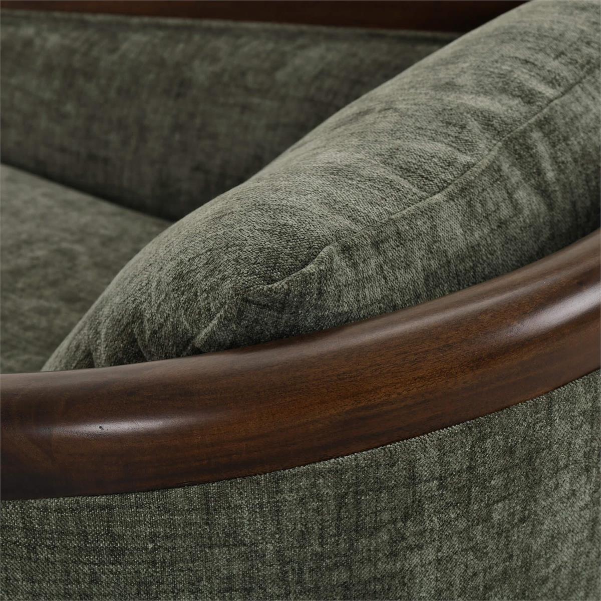 Bramble Aden Swivel Chair w/ Mahogany Frame — Matt Teak Brown / Thames Moss Green