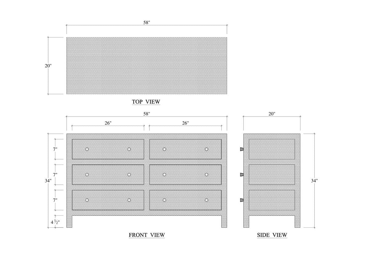 Bramble Kagu 6 Drawer Dresser w/ Rattan Natural — Rattan Natural