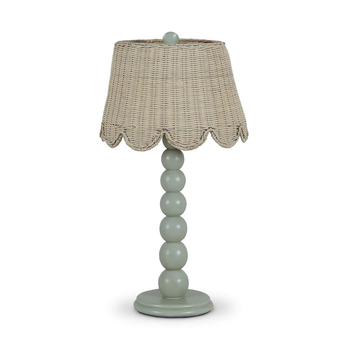 Bramble Cholet Table Lamp w/ Scalloped Shade — Vintage Fennel Green / Light Distressed