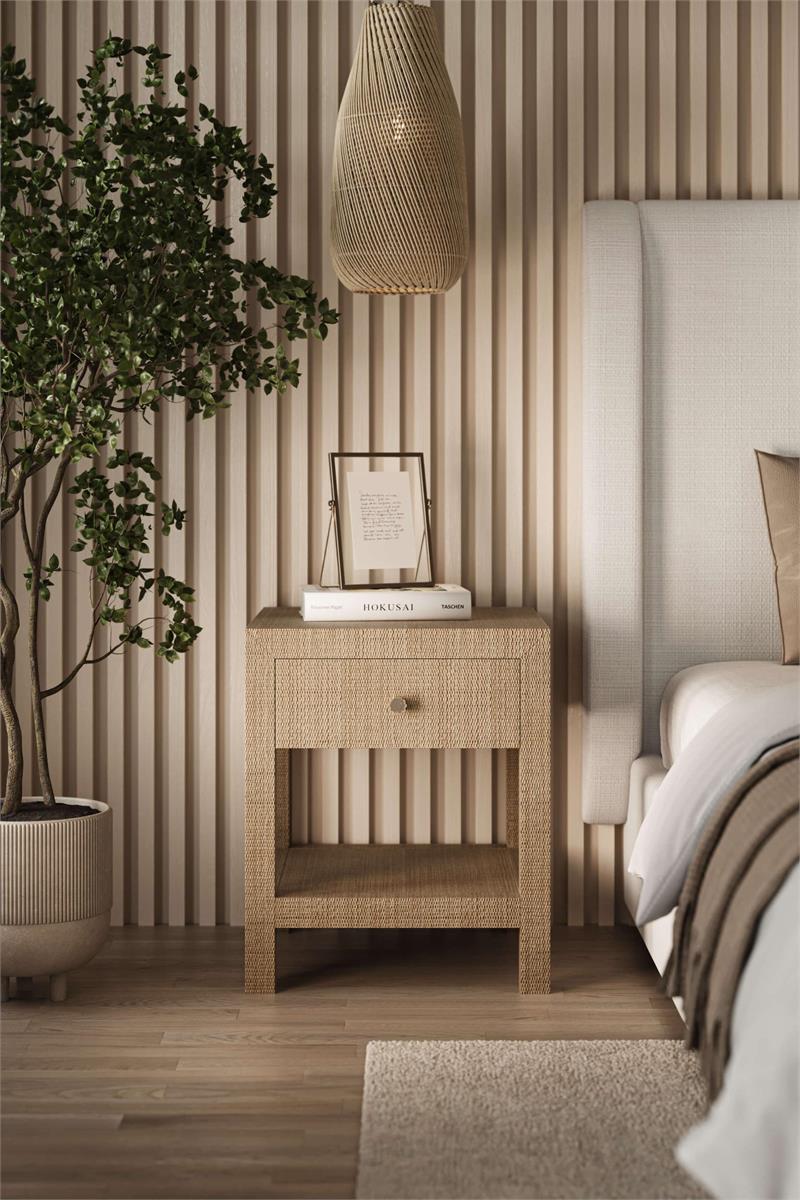 Bramble Kagu 1 Drawer Nightstand Wrapped — Rattan Natural