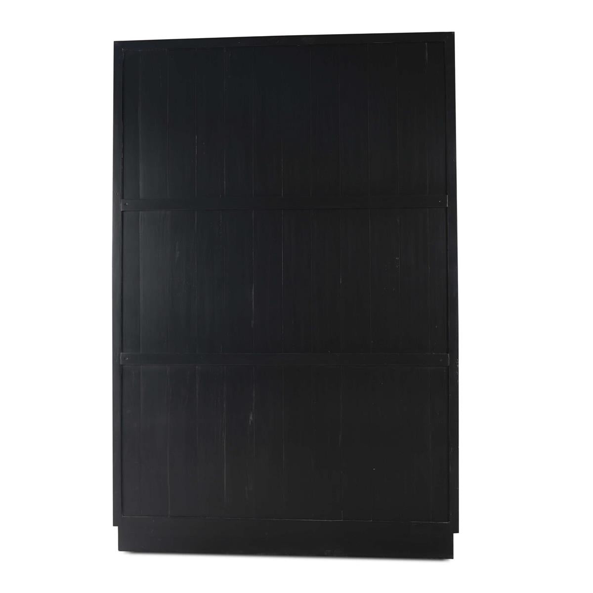 Bramble Vannes 2 Door Display Cabinet w/ Glass Shelves — Vintage Black / Straw Wash