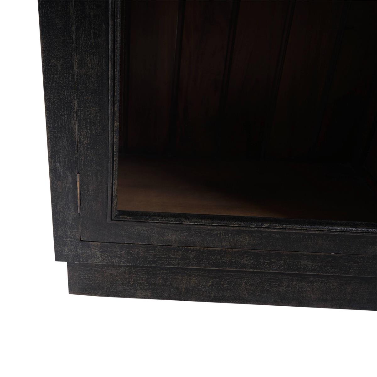 Bramble Vannes 2 Door Display Cabinet w/ Glass Shelves — Vintage Black / Straw Wash