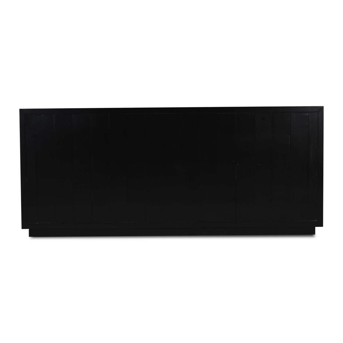 Bramble Vannes 4 Door Sideboard w/ Glass Shelves — Vintage Black / Straw Wash