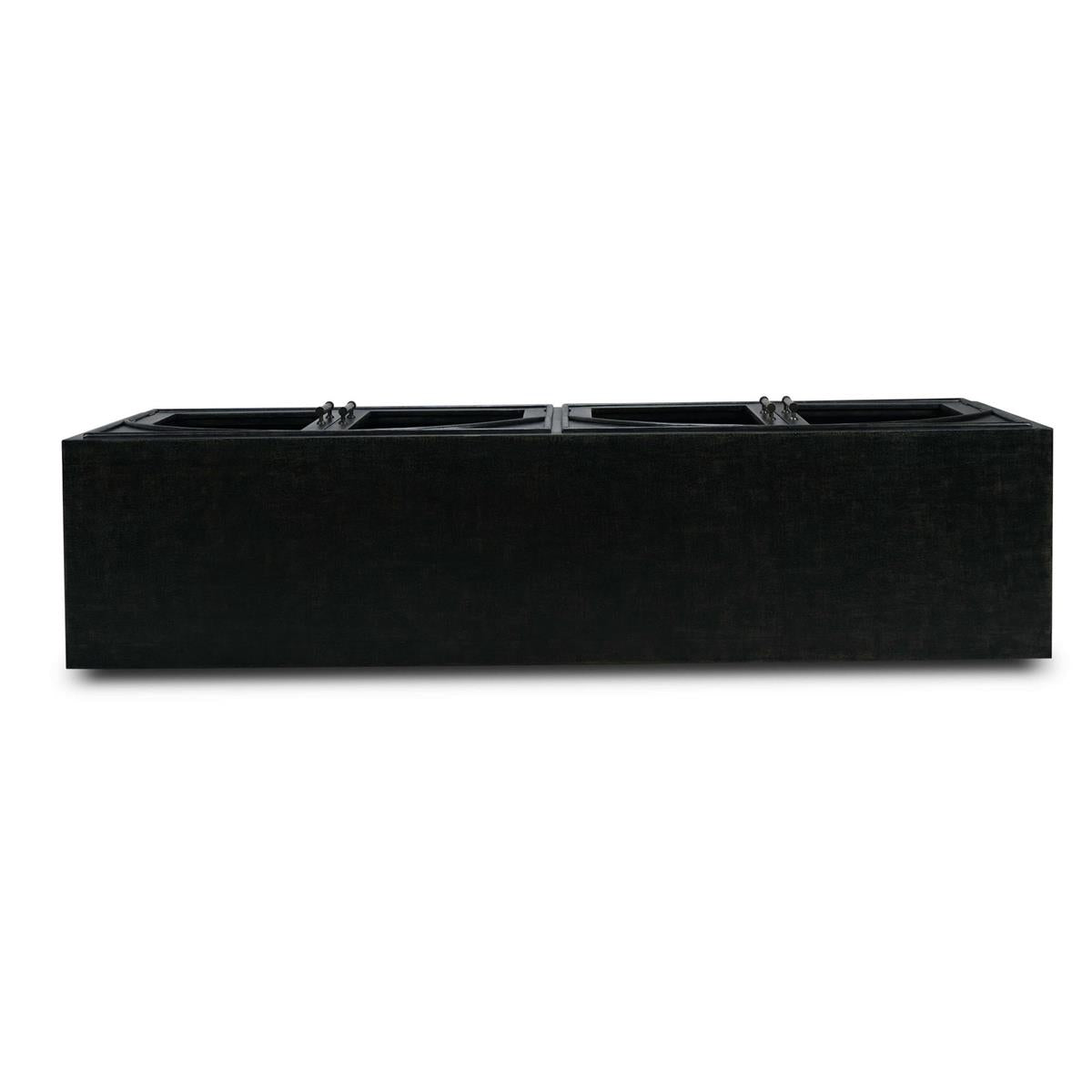 Bramble Vannes 4 Door Sideboard w/ Glass Shelves — Vintage Black / Straw Wash