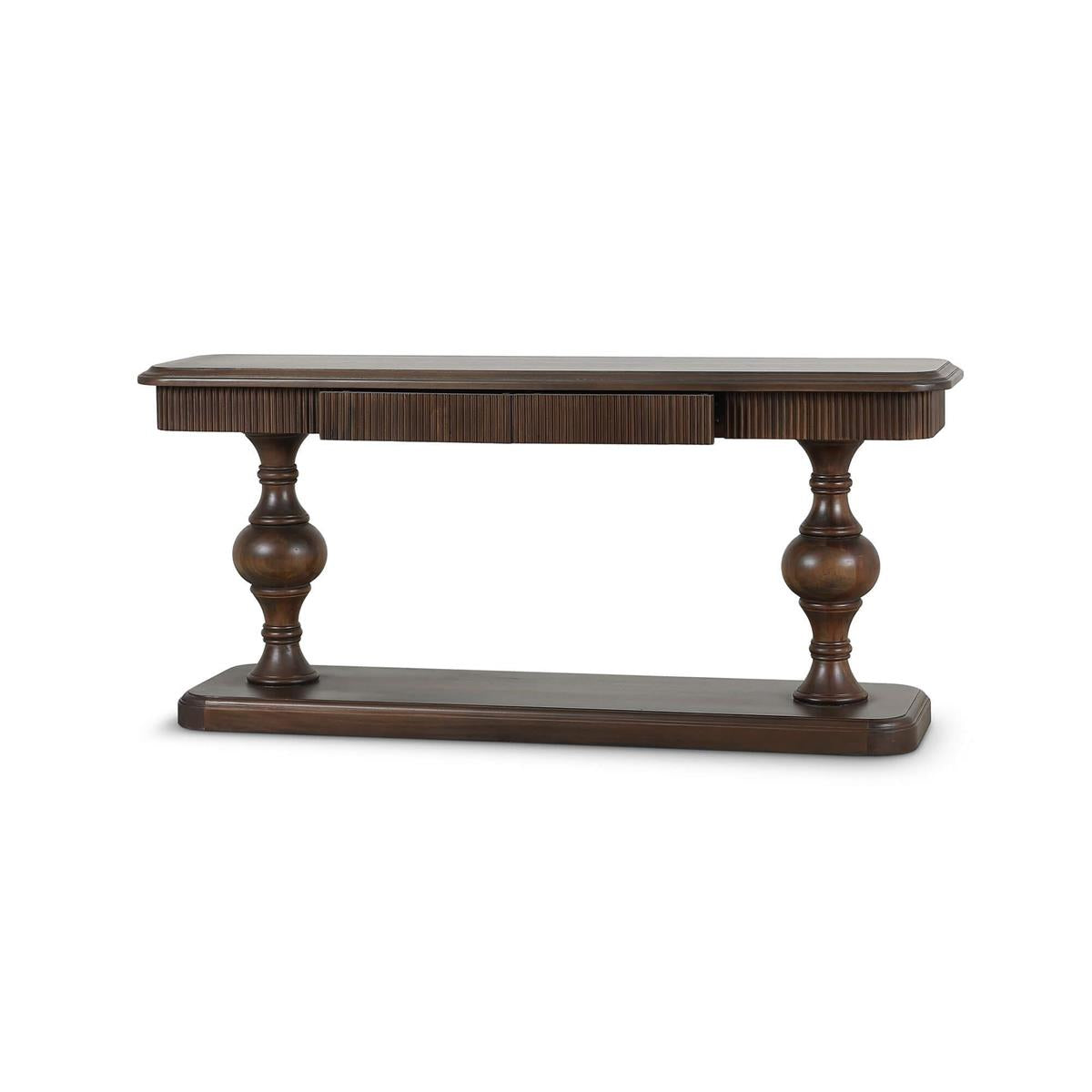 Bramble Kraton 2 Drawer Pedestal Console Table — Dark Walnut