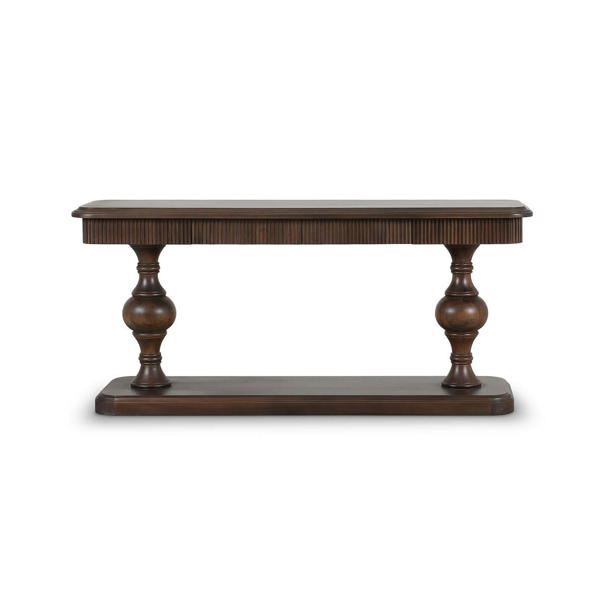 Bramble Kraton 2 Drawer Pedestal Console Table — Dark Walnut